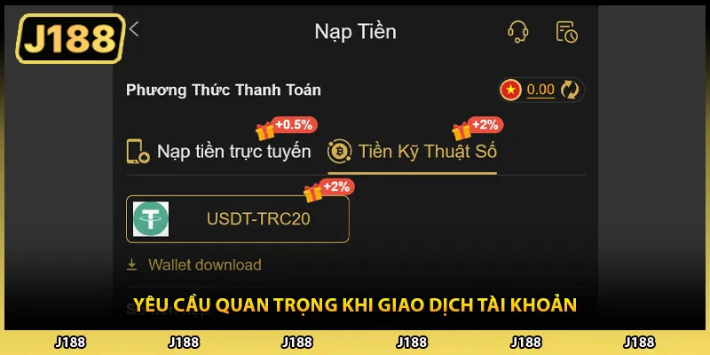 Yêu cầu quan trọng khi giao dịch tài khoản